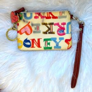Vintage Y2K Dooney & Bourke Cream & Multicolored Wristlet